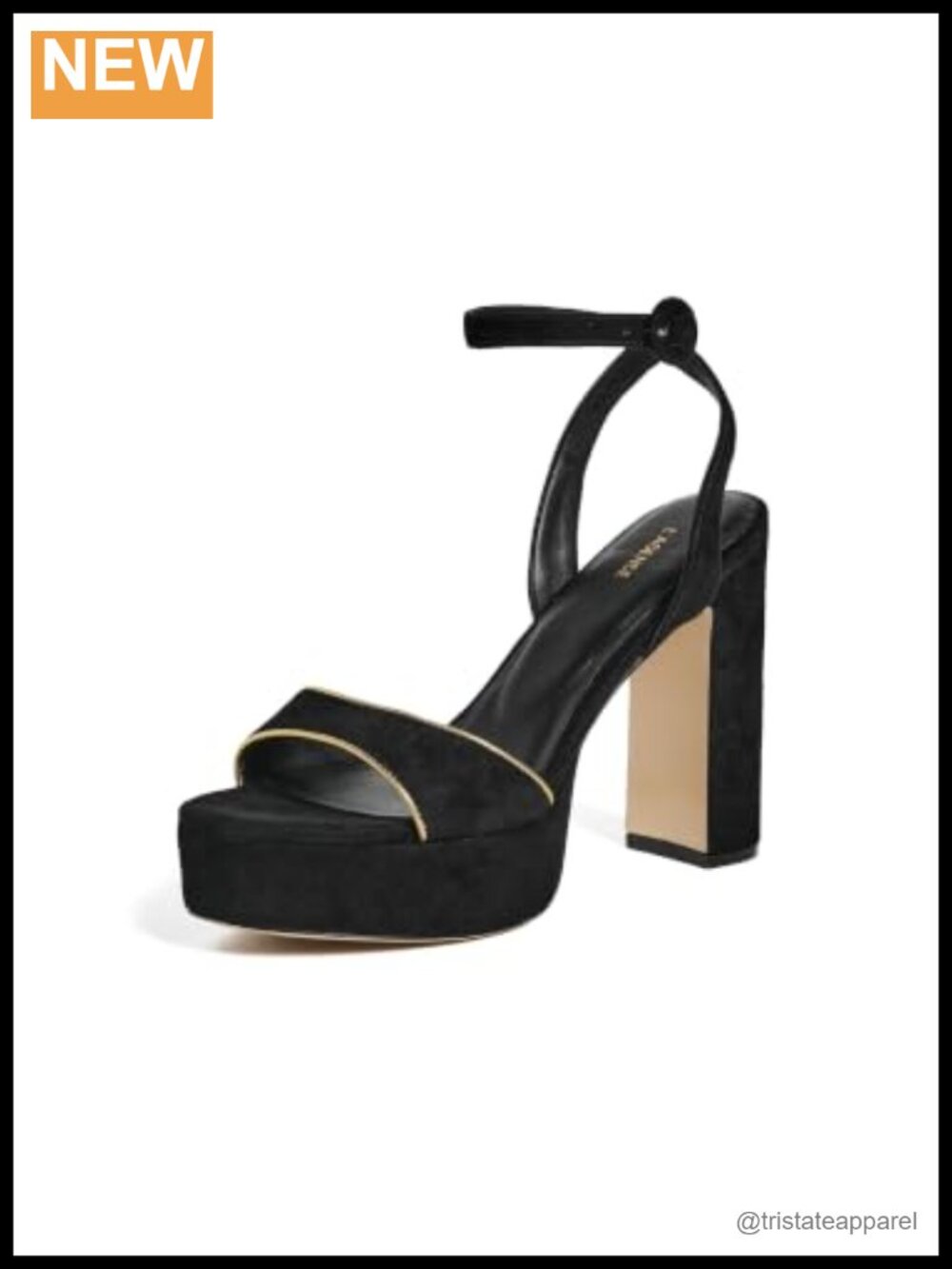 L'AGENCE Essie Suede Open Toe Ankle Strap Block Heel Pumps